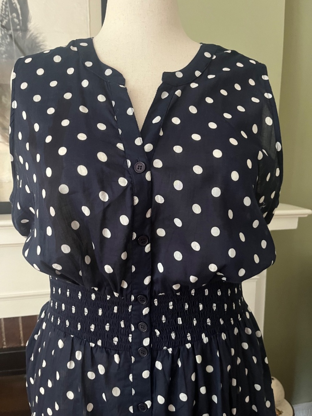 Chelsea & Theodore Cotton Polka Dot Midi Dress | Smocked Waist | Size 2X - Picture 2 of 5